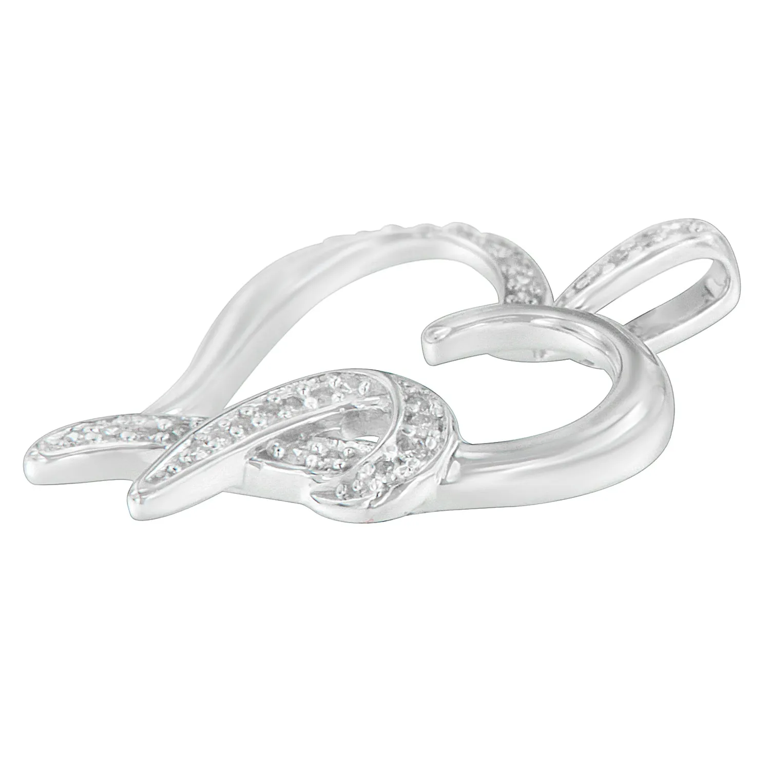 .925 Sterling Silver1/6 cttw Diamond Heart Pendant Necklace