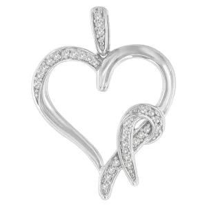 .925 Sterling Silver1/6 cttw Diamond Heart Pendant Necklace