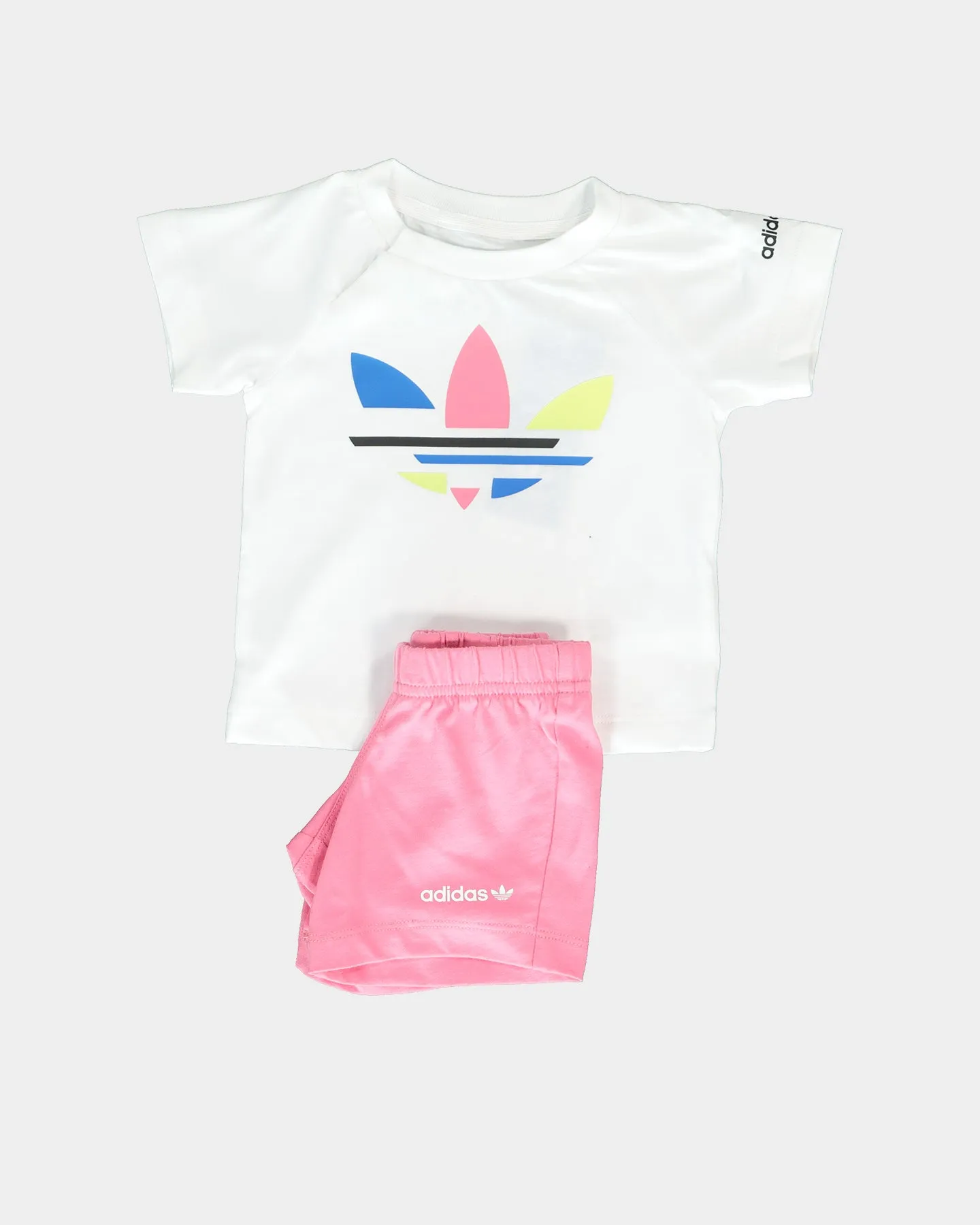 Adidas Adicolour Shorts and T-Shirt Set White/Rose Tone