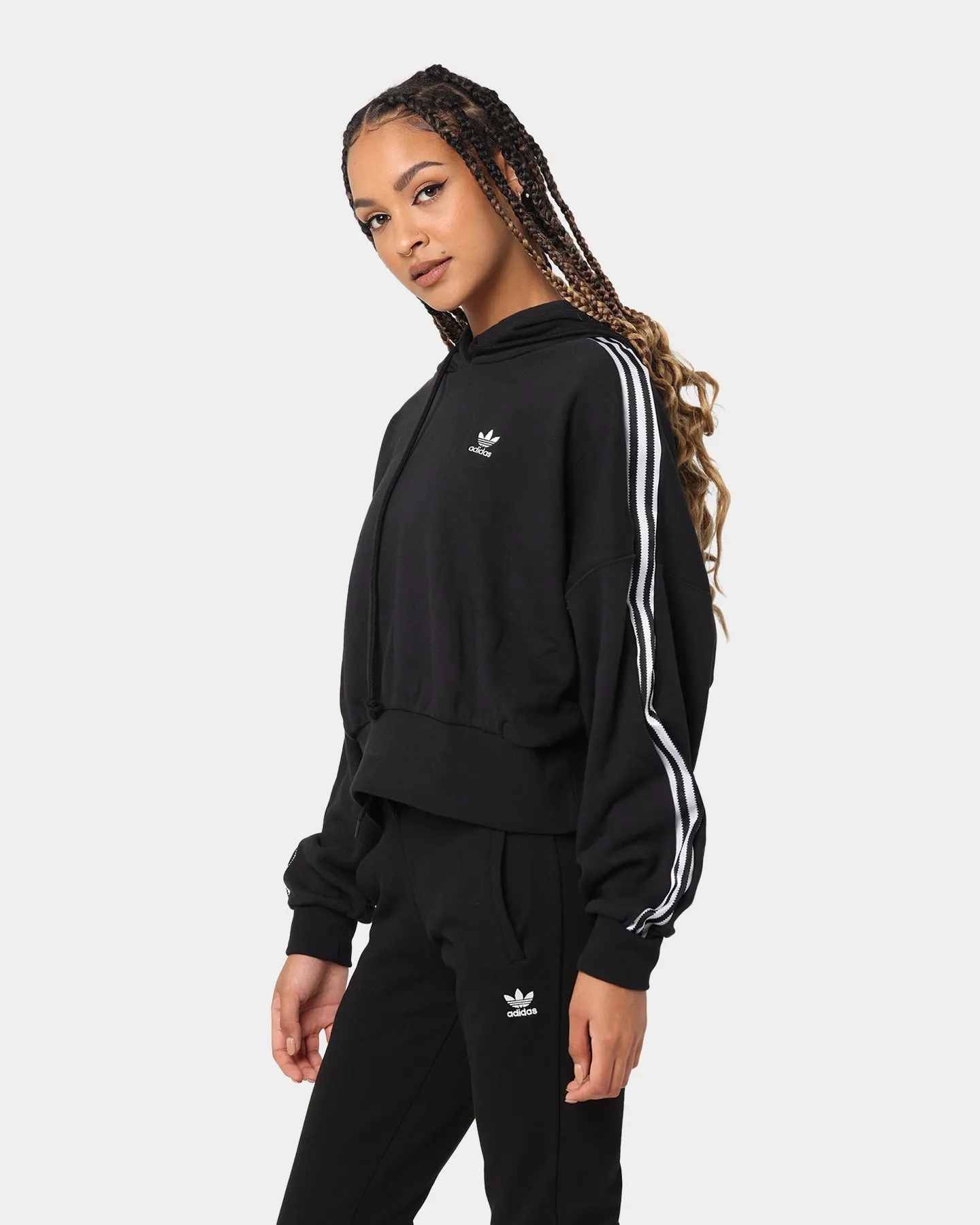Adidas Women's Satin Stripe Hoodie Black