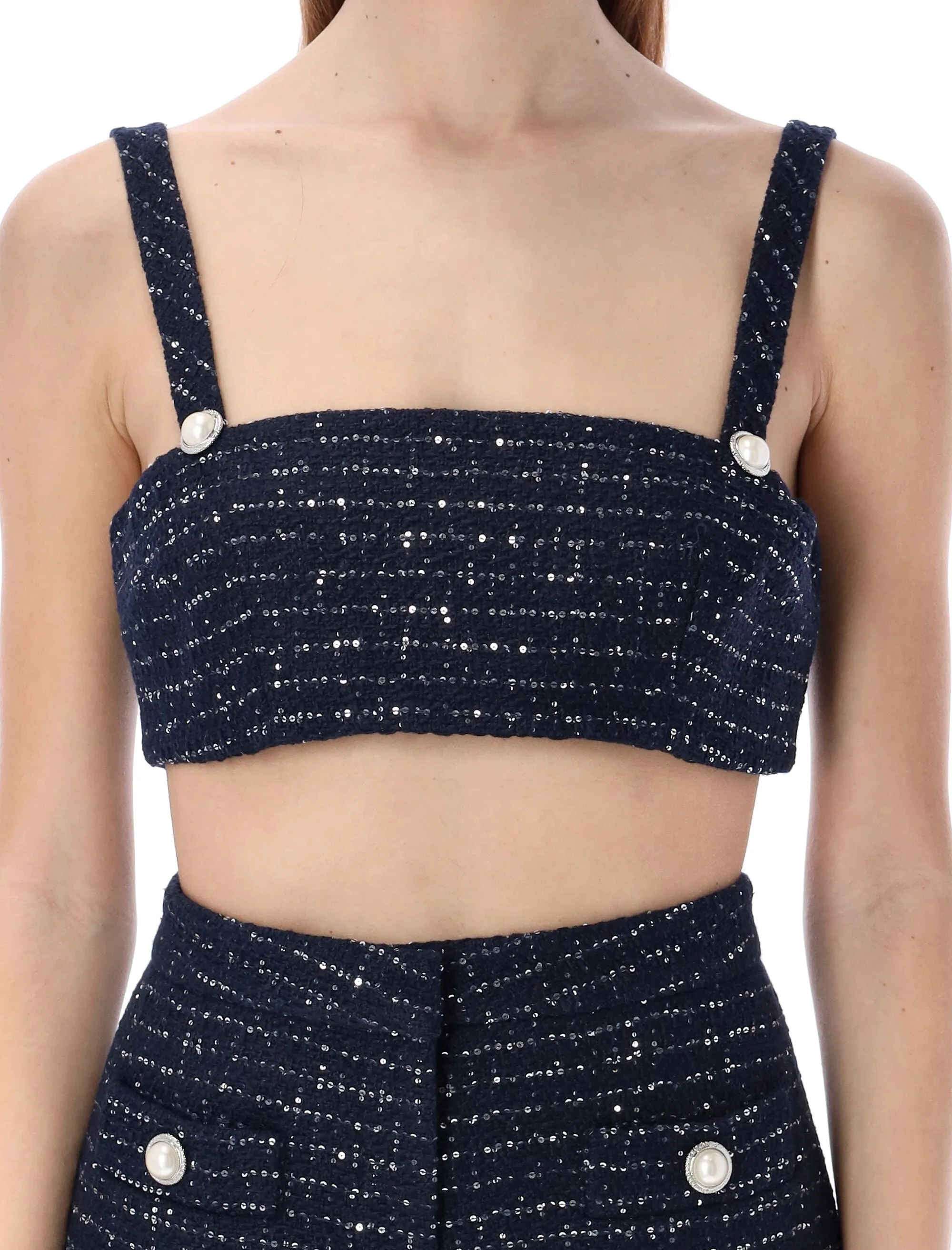 Alessandra Rich Sequin Detailed Bralette Top