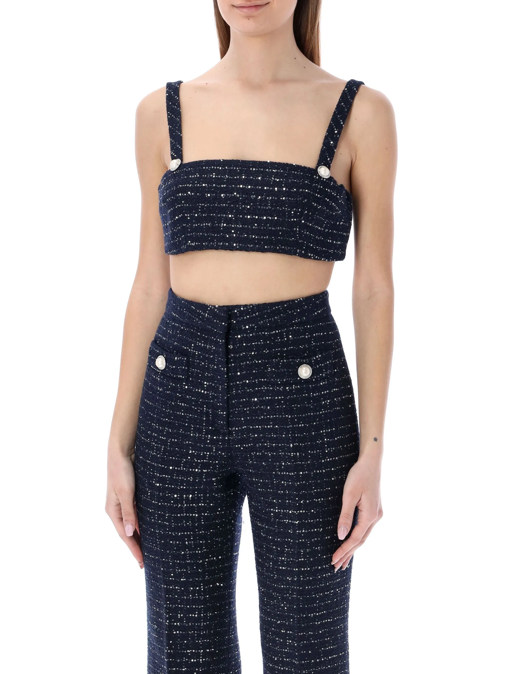 Alessandra Rich Sequin Detailed Bralette Top