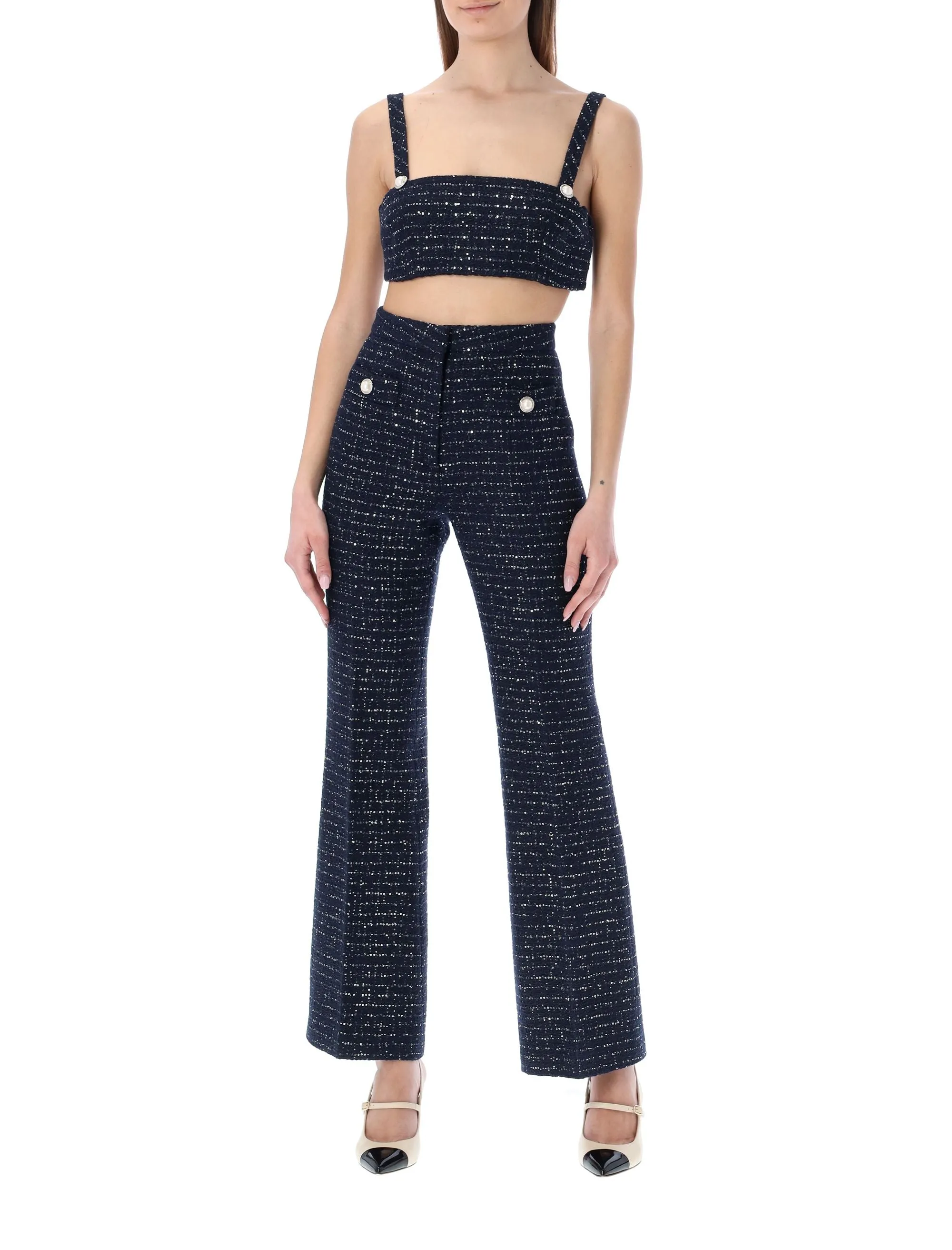 Alessandra Rich Sequin Detailed Bralette Top