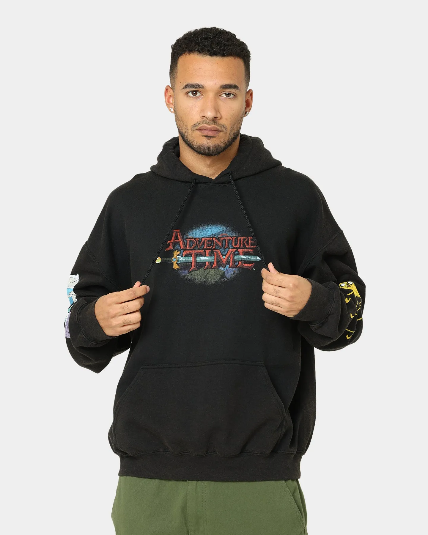 American Thrift X Adventure Time What Time Is It Vintage Hoodie Black Wash