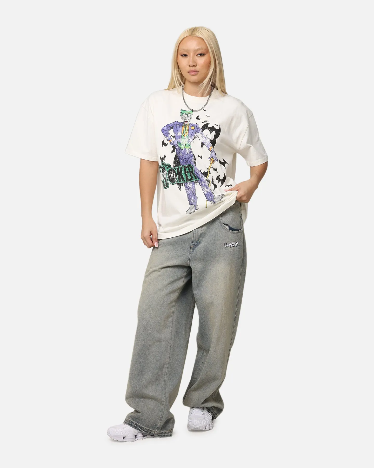 American Thrift X DC Batman The Joker Cane Heavy T-Shirt Off White