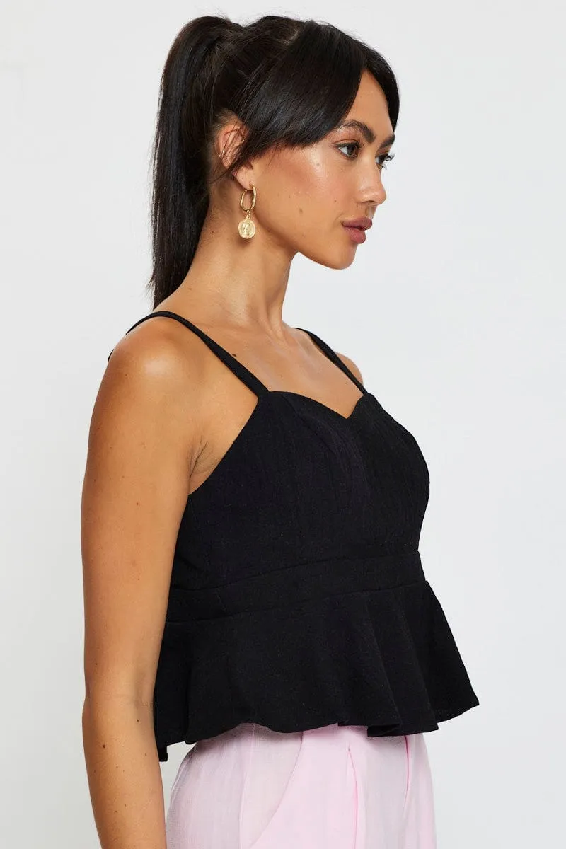 Black Peplum Top Sleeveless