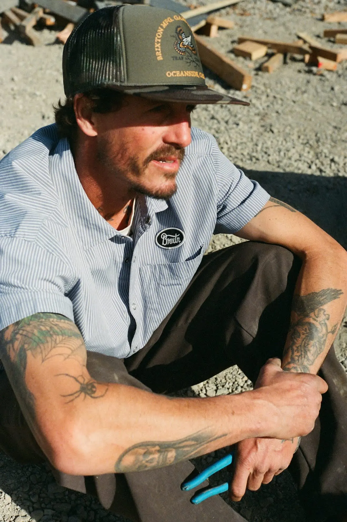 Builders Auto S/S Shirt - Twilight Blue/White Stripe