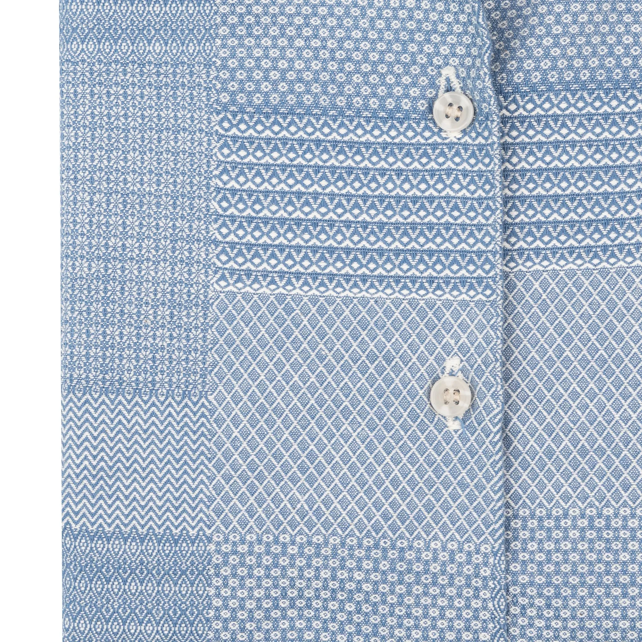 Camp Collar Shirt - Dobby Patchwork - Pale Blue