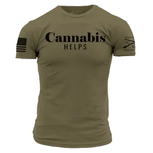 Cannabis Helps T-Shirt - Military Green