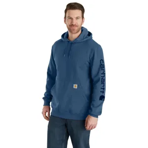 Carhartt Men's Signature Logo Hooded Pullover Sweatshirt_Deep Ocean Heather