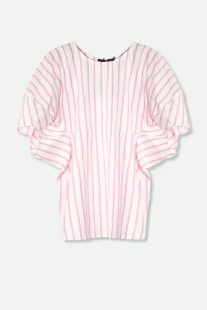 CERCHI BLOUSE IN ITALIAN COTTON PINK STRIPE