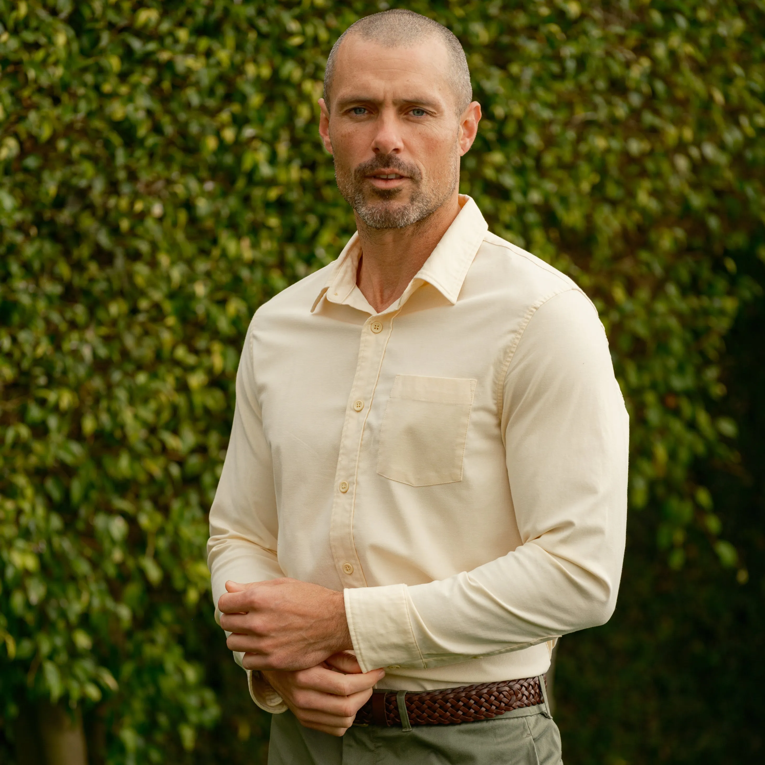 Charles Stretch Oxford Shirt - Cream