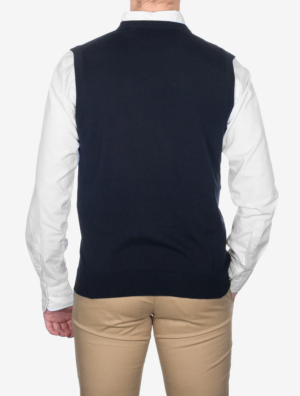Classic Cotton Slipover Vest Evening Blue