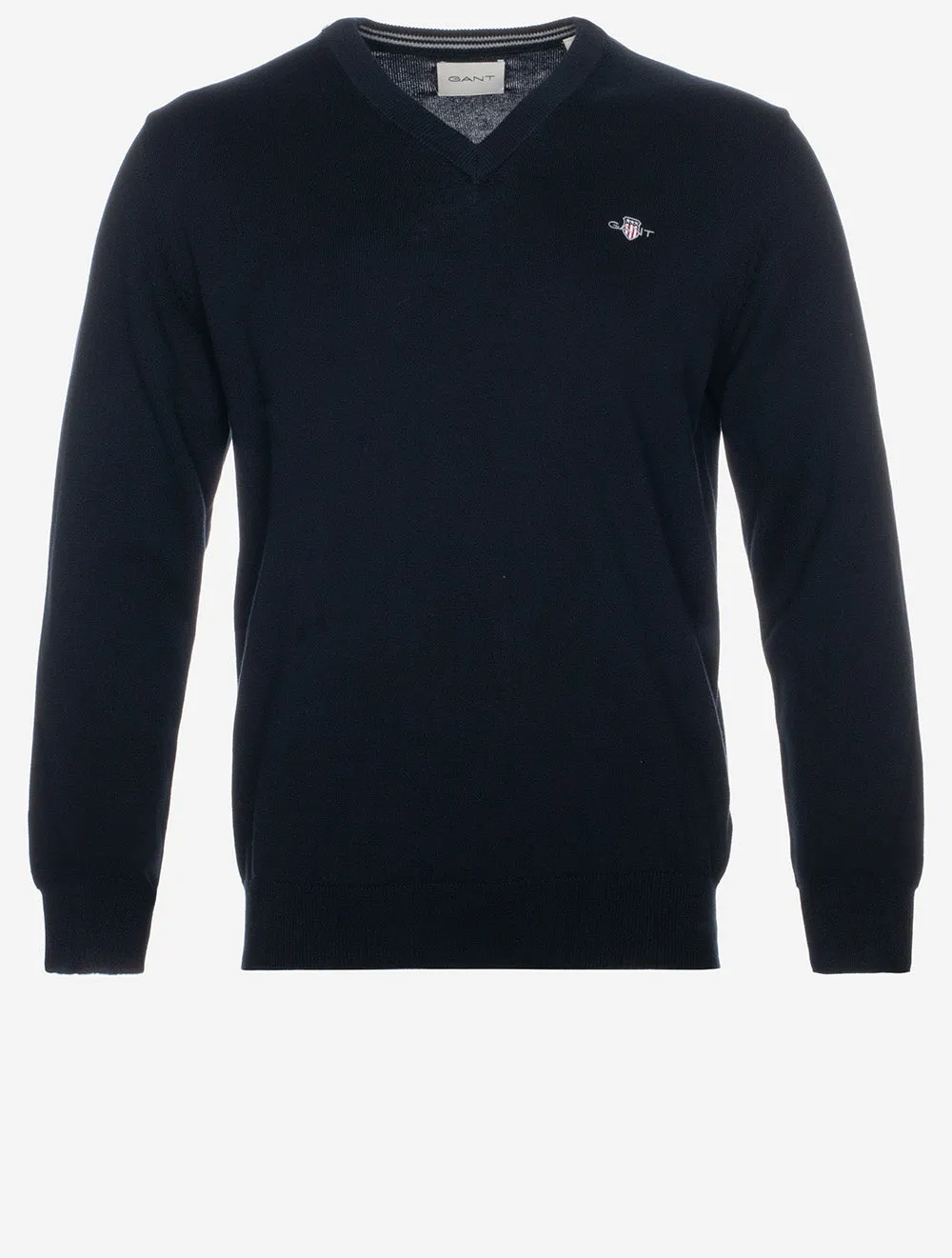 Classic Cotton V-Neck Sweater Evening Blue