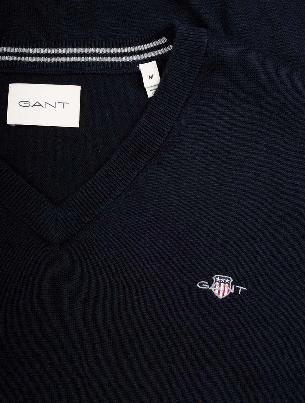 Classic Cotton V-Neck Sweater Evening Blue