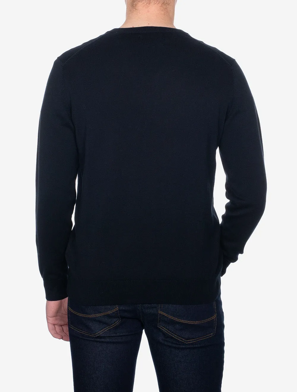 Classic Cotton V-Neck Sweater Evening Blue