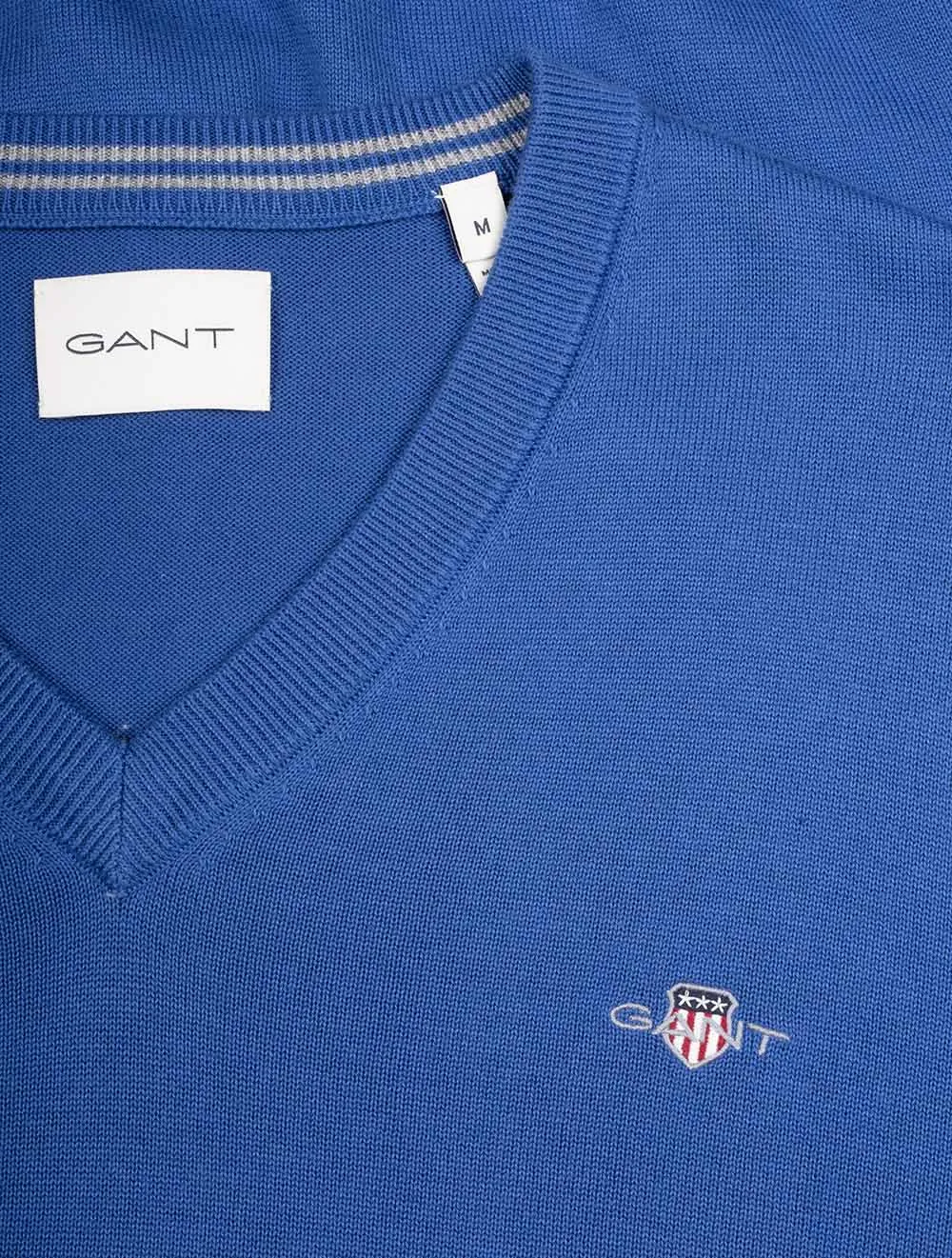 Classic Cotton V-Neck Sweater Rich Blue