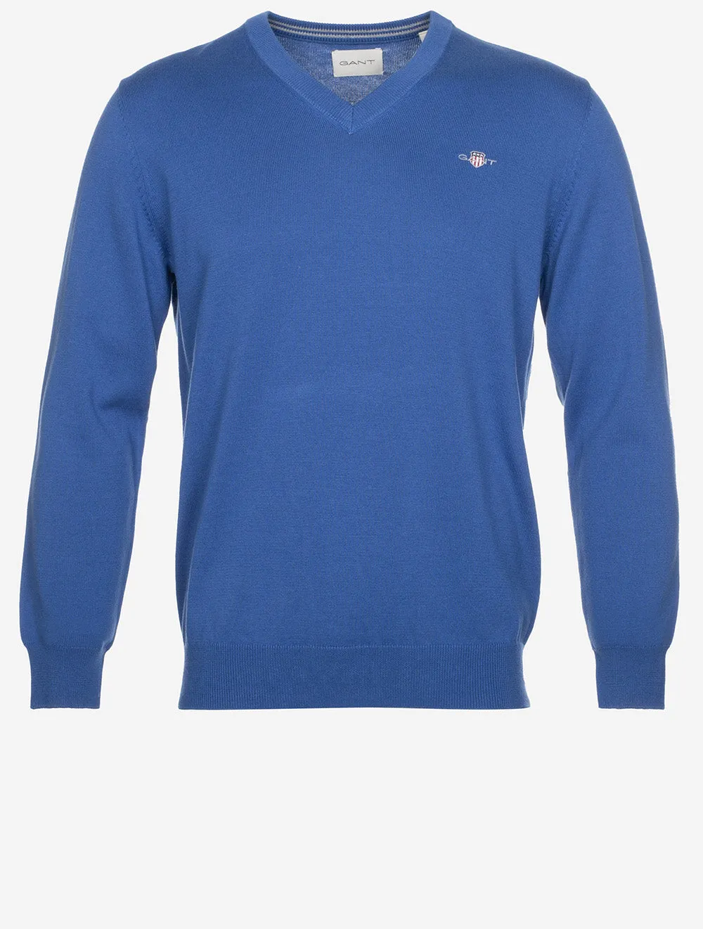 Classic Cotton V-Neck Sweater Rich Blue