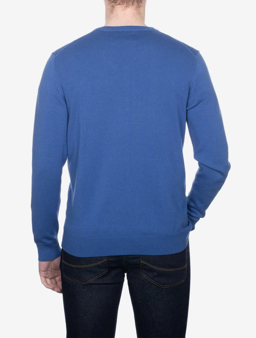 Classic Cotton V-Neck Sweater Rich Blue