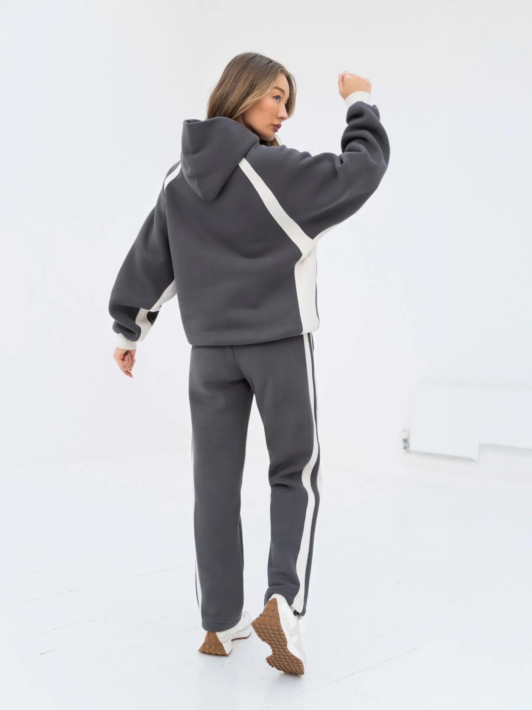 Classic Panel Oversized Hoodie - Charcoal