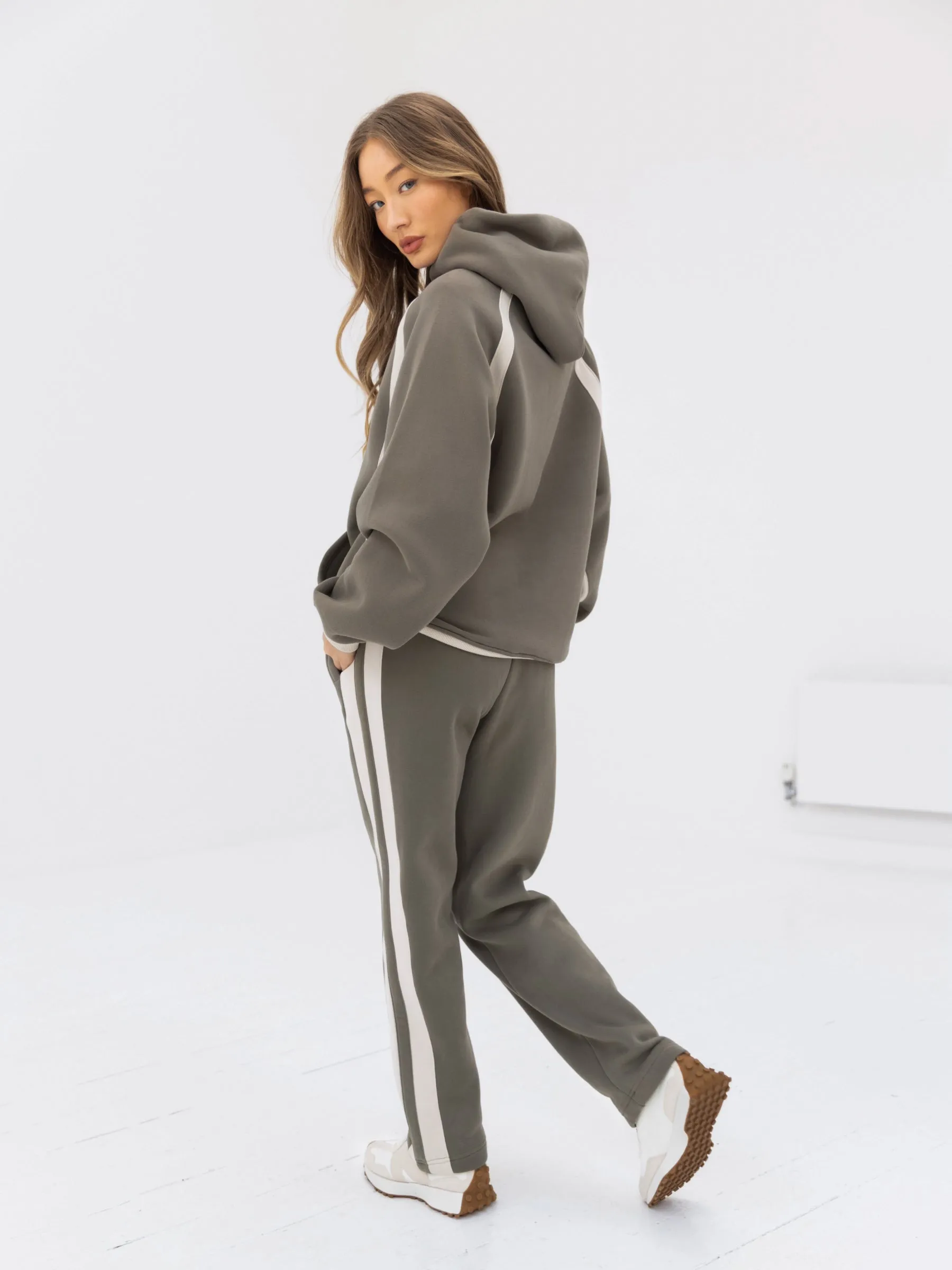 Classic Panel Oversized Hoodie - Safari Green