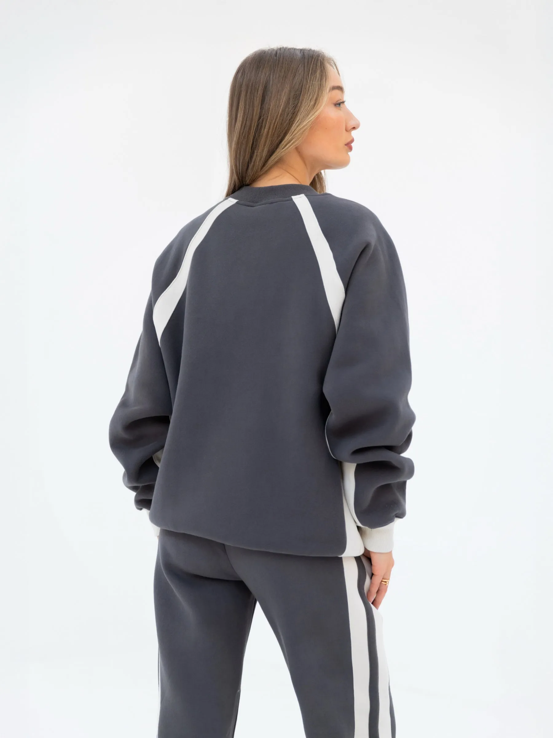 Classic Panel Oversized Sweater - Charcoal