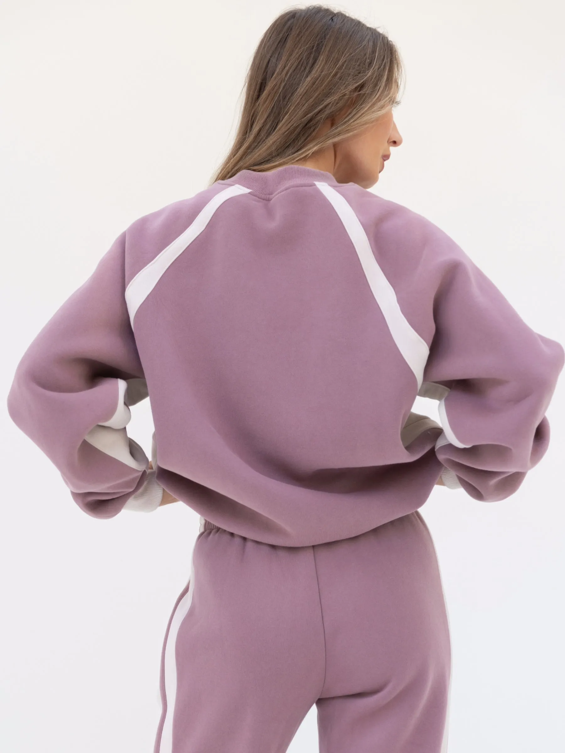 Classic Panel Oversized Sweater - Dusty Pink