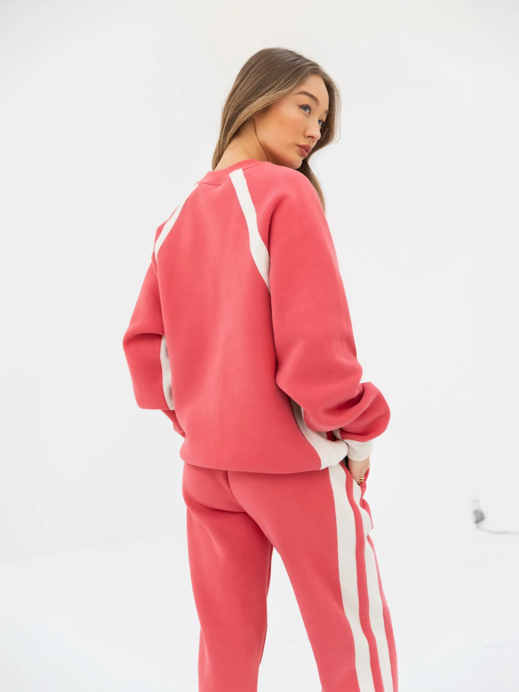 Classic Panel Oversized Sweater - Raspberry
