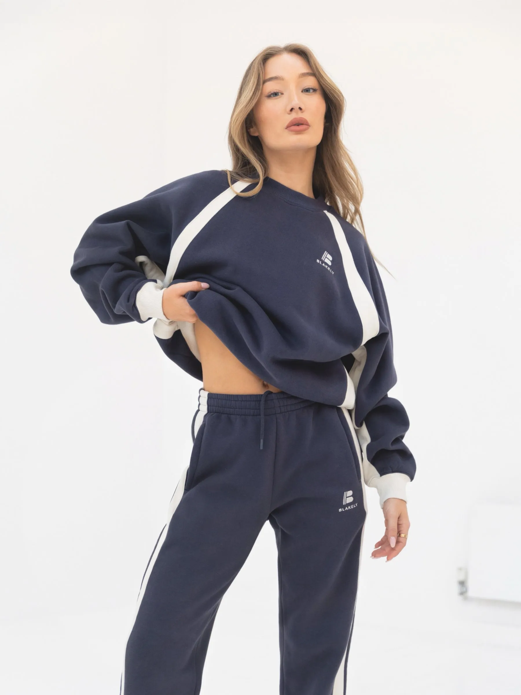 Classic Panel Oversized Sweater - True Navy