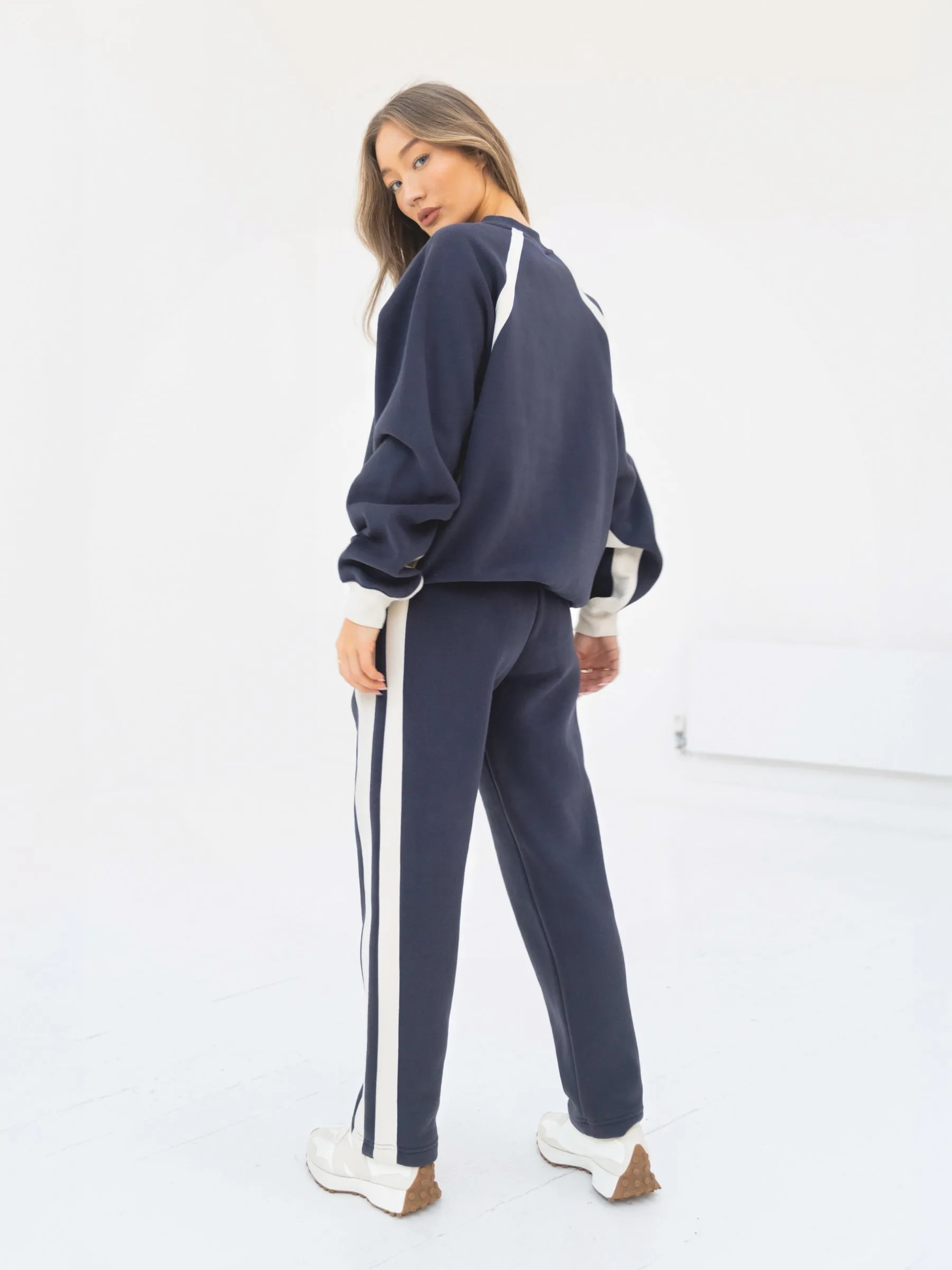 Classic Panel Oversized Sweater - True Navy