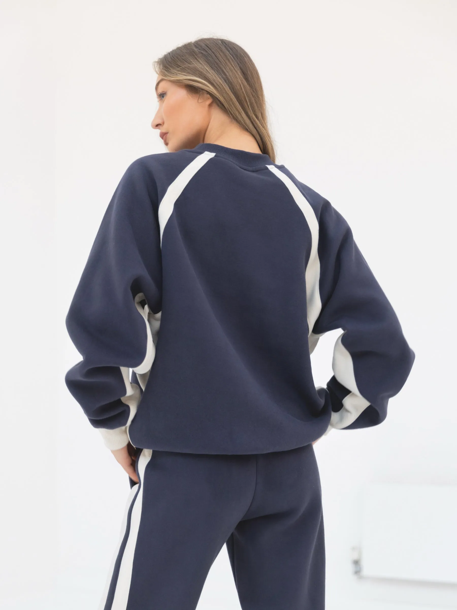 Classic Panel Oversized Sweater - True Navy