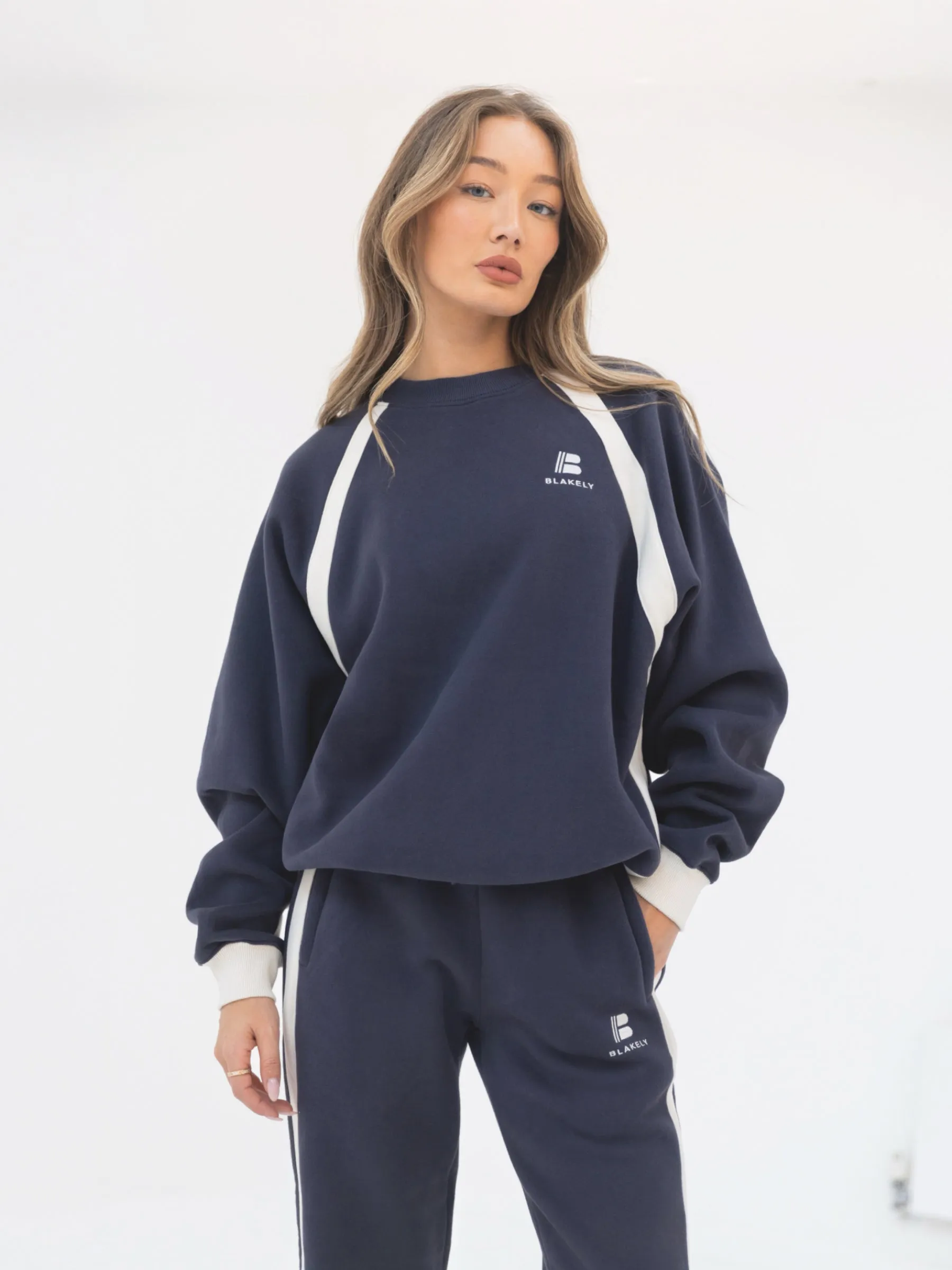 Classic Panel Oversized Sweater - True Navy