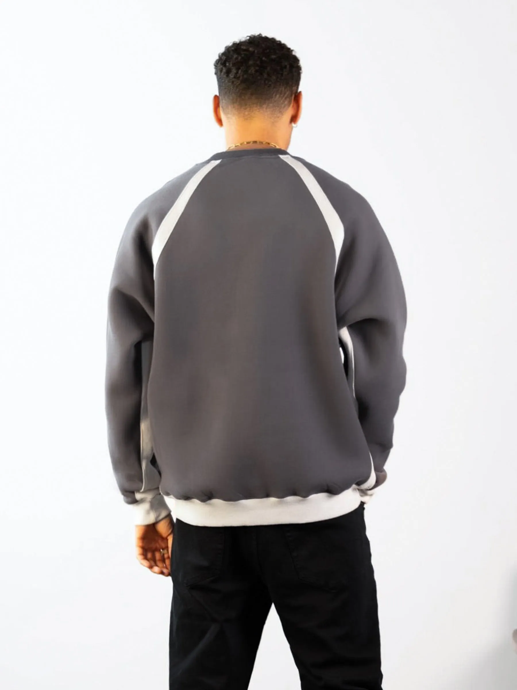 Classic Panel Relaxed Sweater - Charcoal