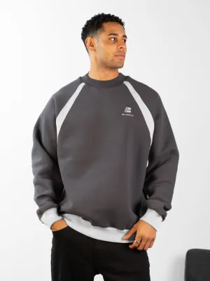 Classic Panel Relaxed Sweater - Charcoal