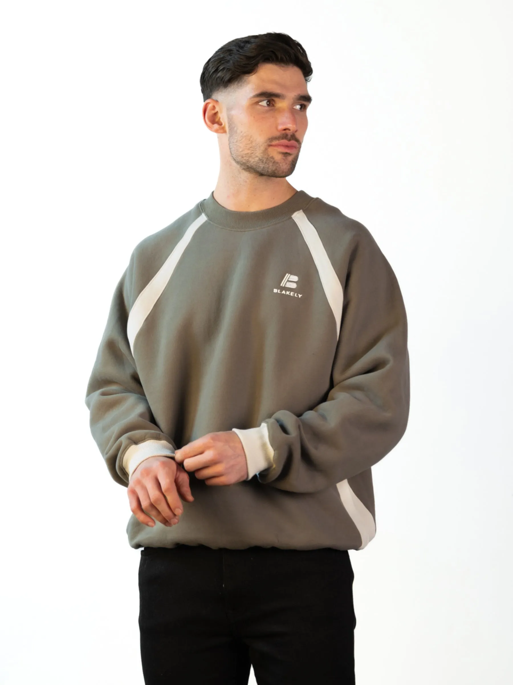Classic Panel Relaxed Sweater - Safari Green