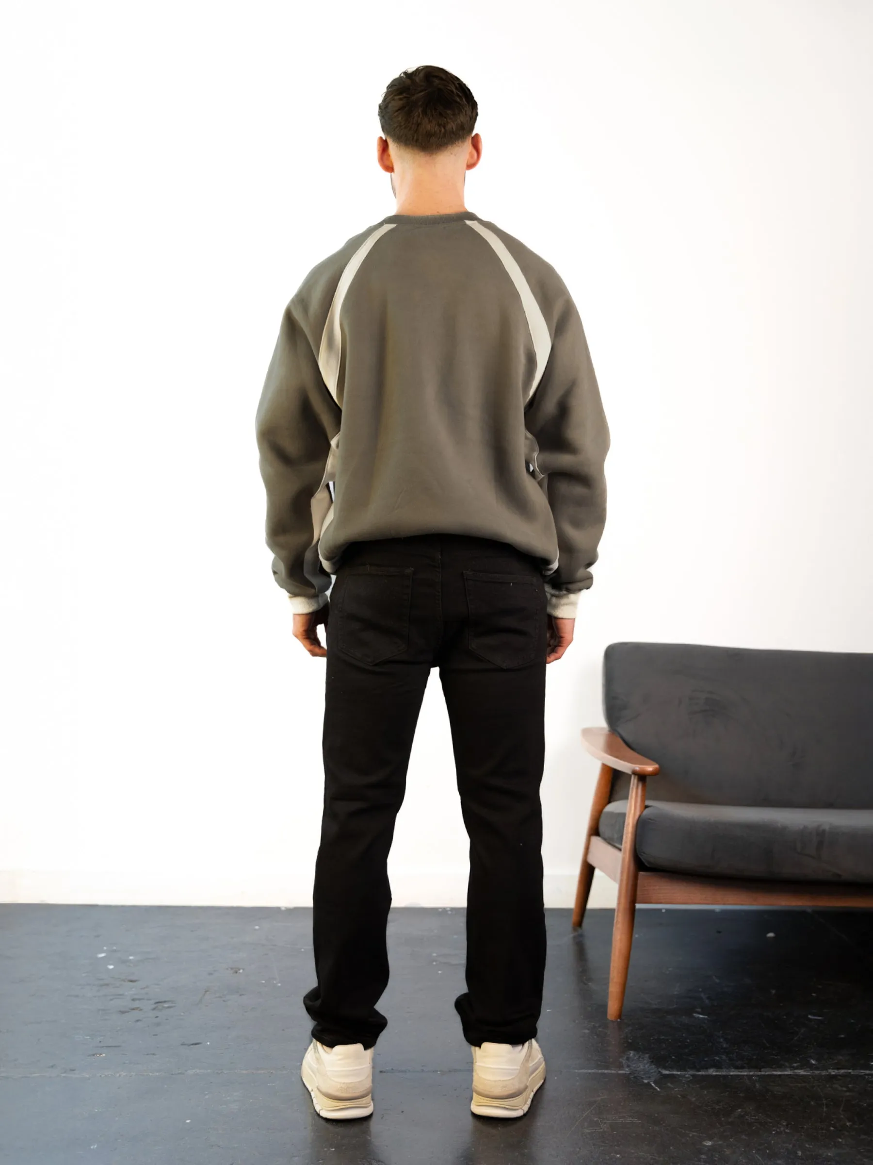Classic Panel Relaxed Sweater - Safari Green