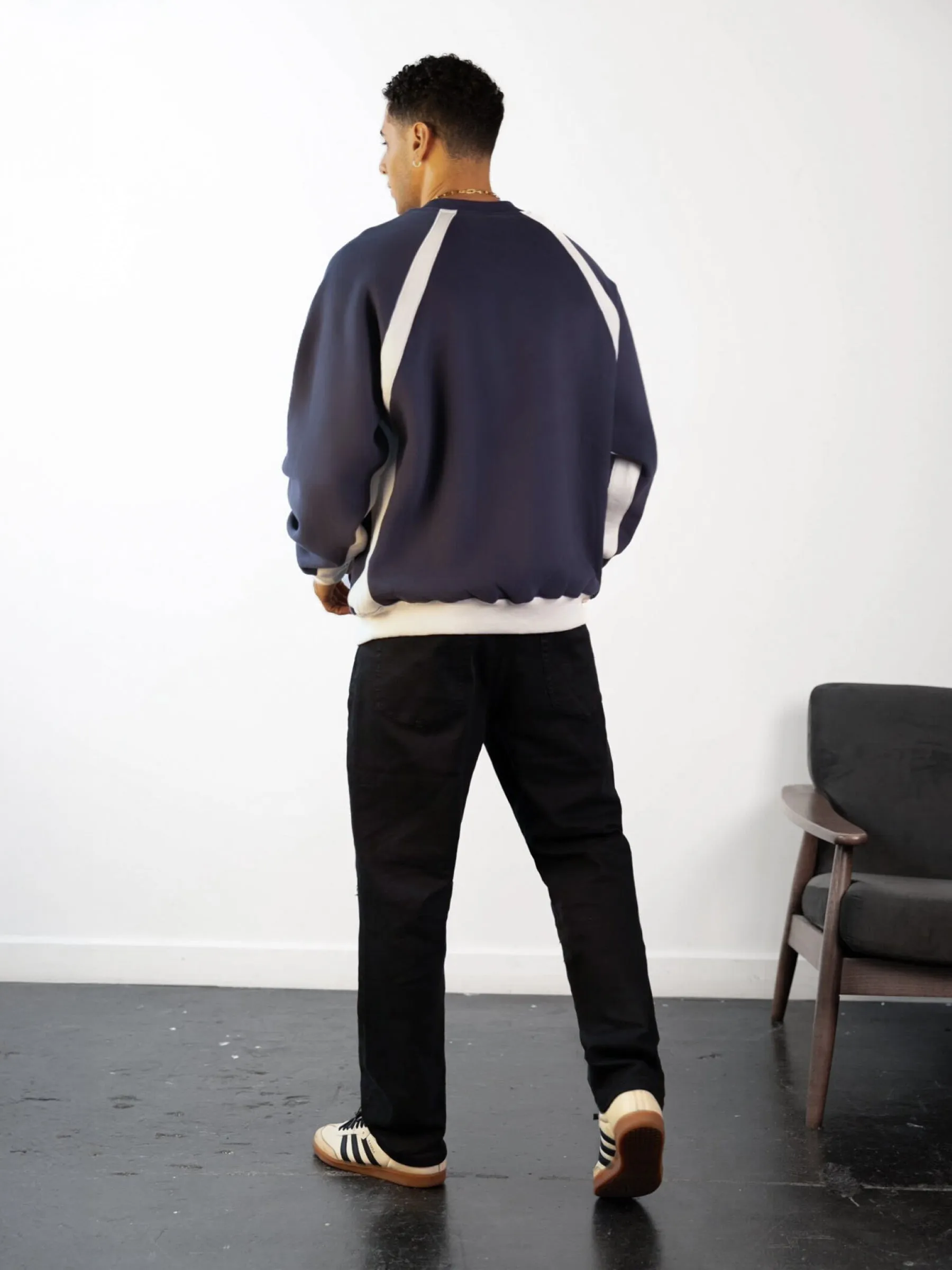 Classic Panel Relaxed Sweater - True Navy