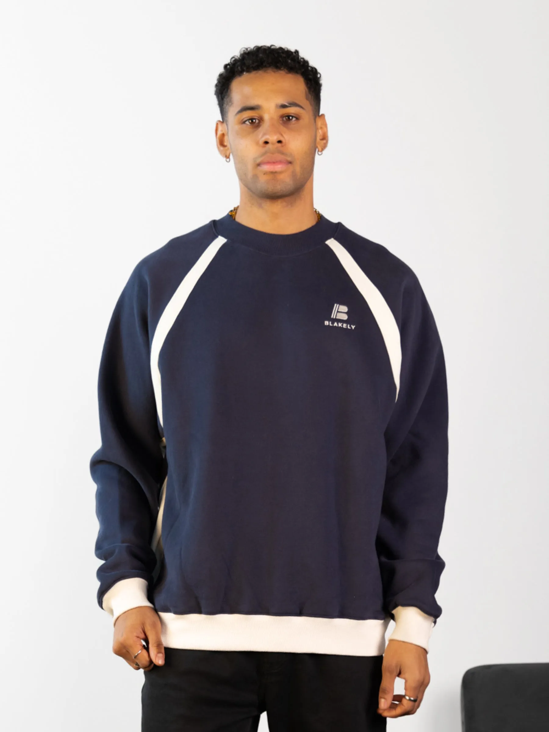 Classic Panel Relaxed Sweater - True Navy