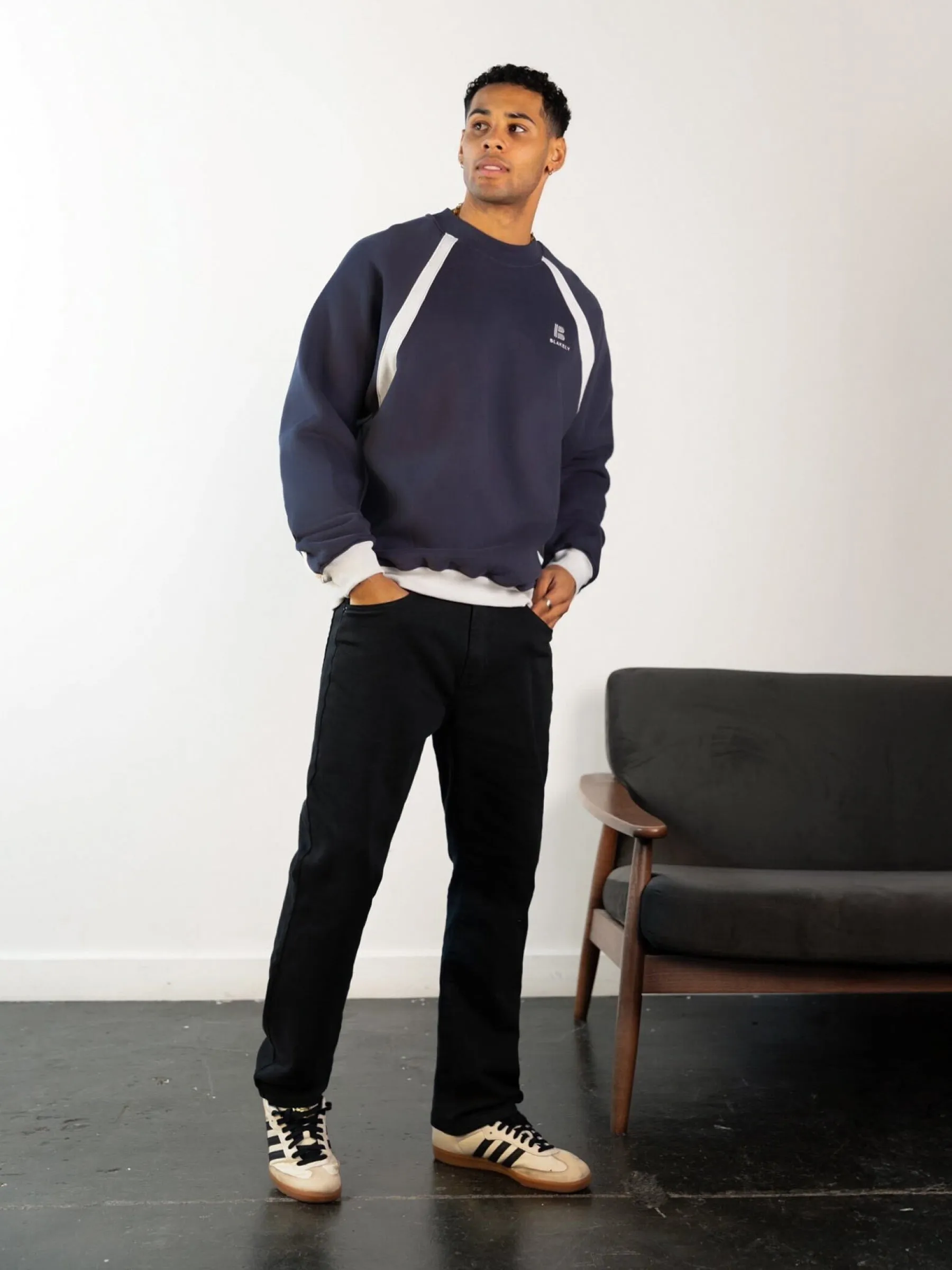 Classic Panel Relaxed Sweater - True Navy