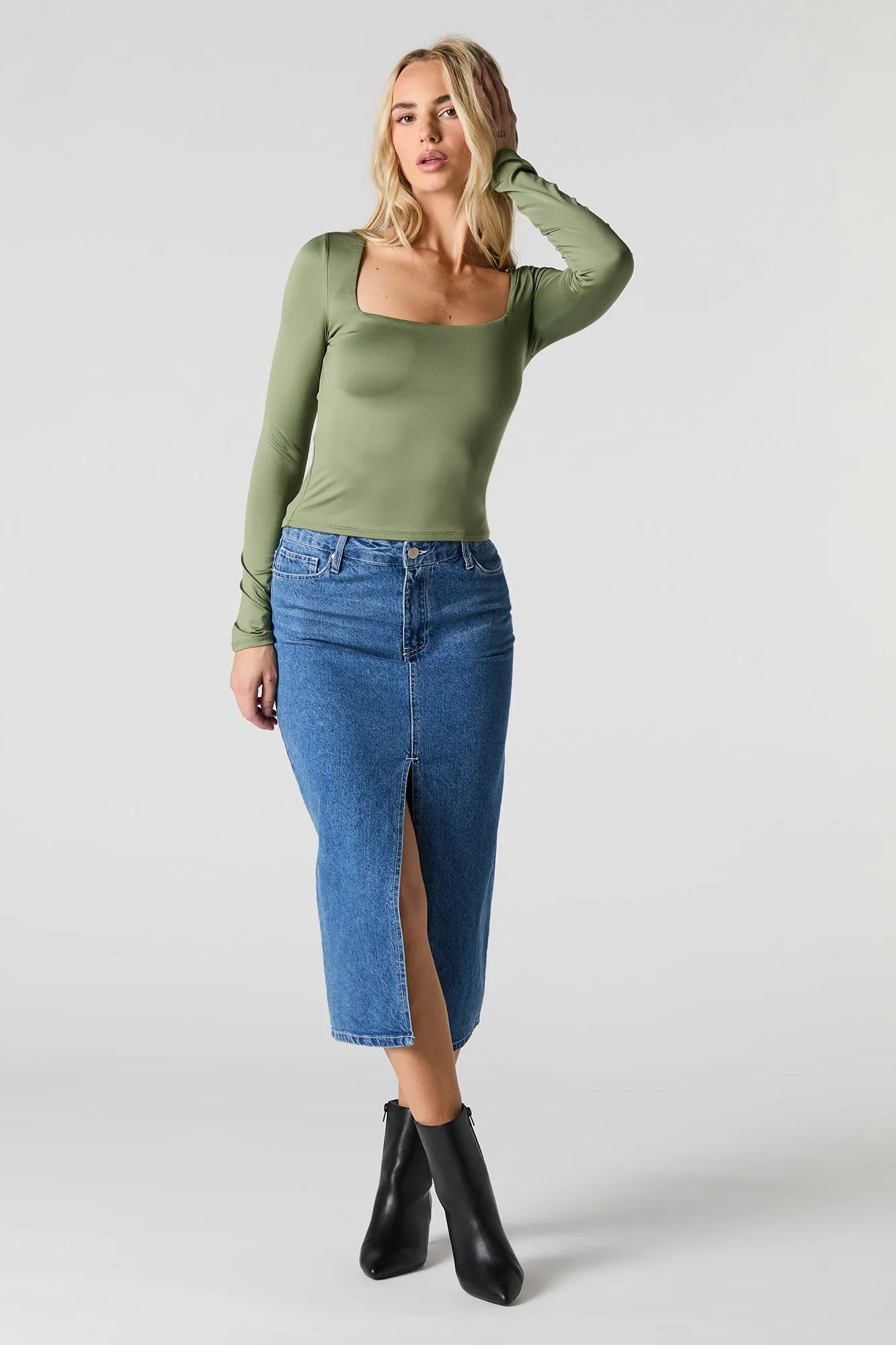 Contour Square Neck Long Sleeve Top