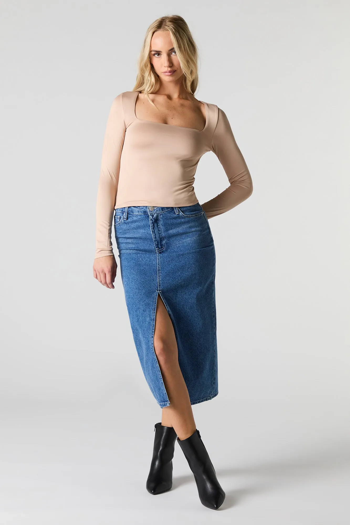 Contour Square Neck Long Sleeve Top