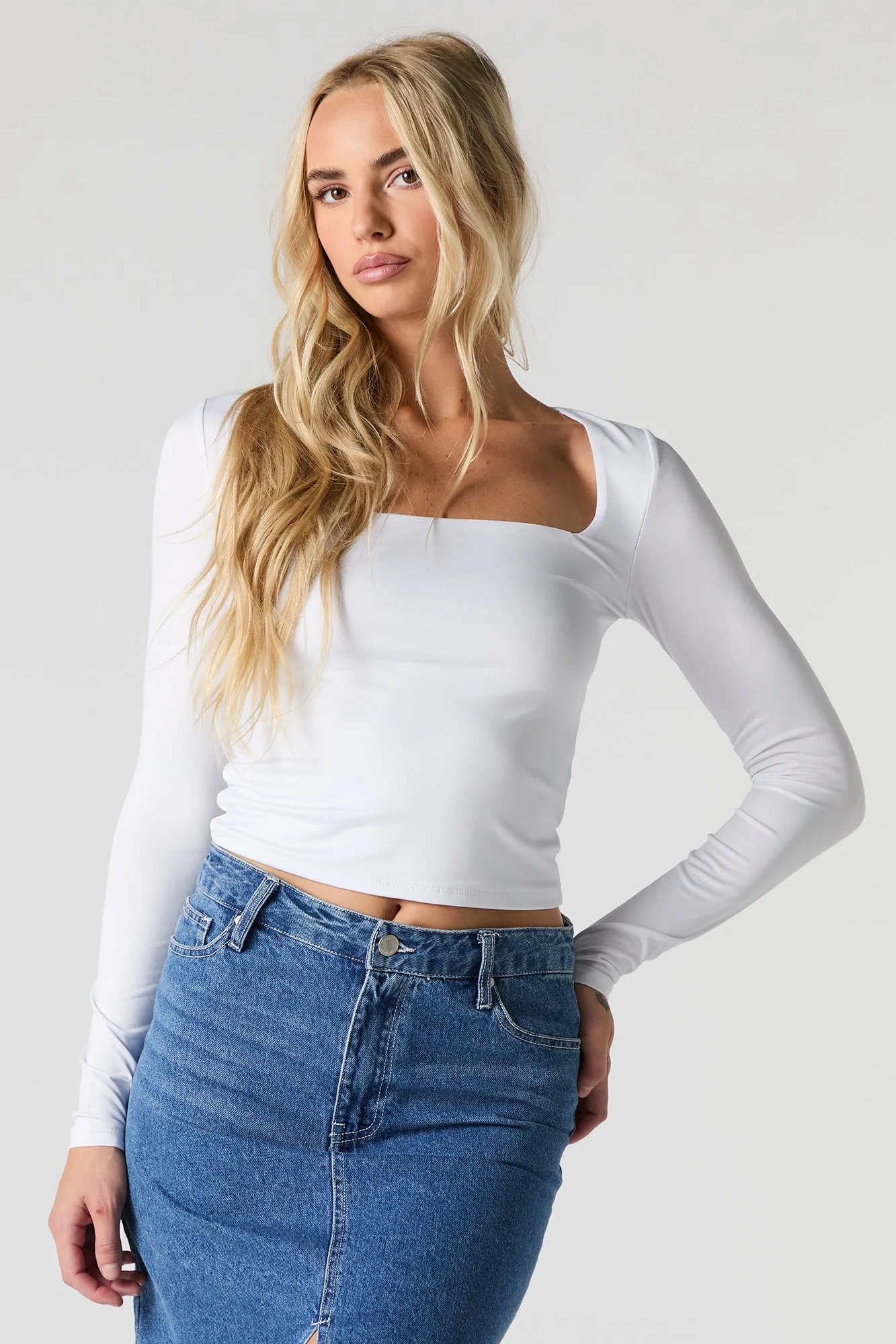 Contour Square Neck Long Sleeve Top
