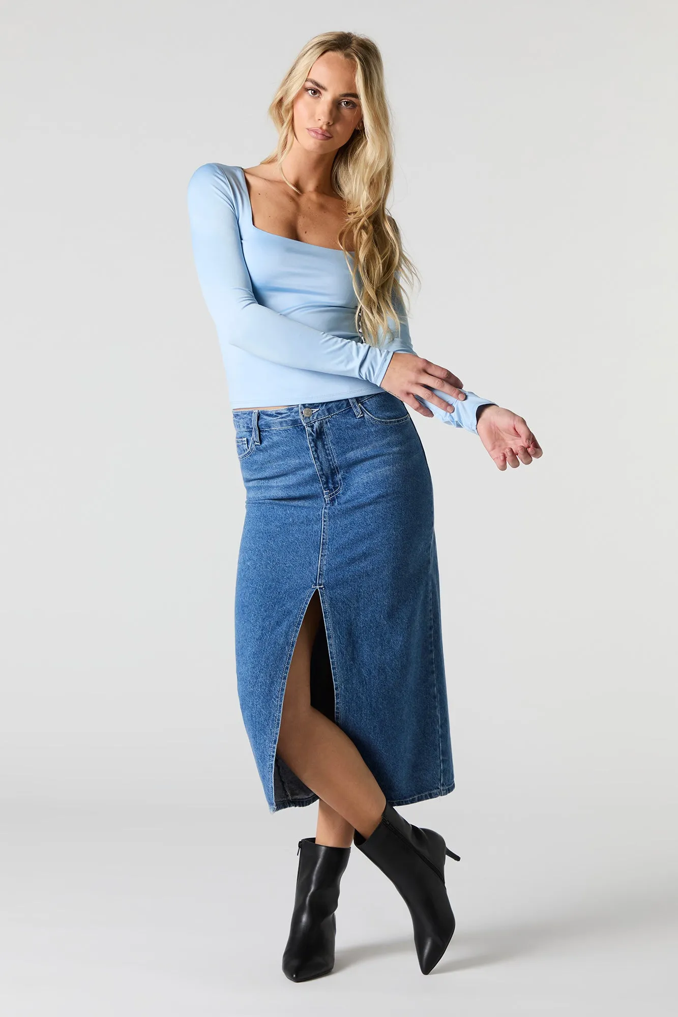 Contour Square Neck Long Sleeve Top