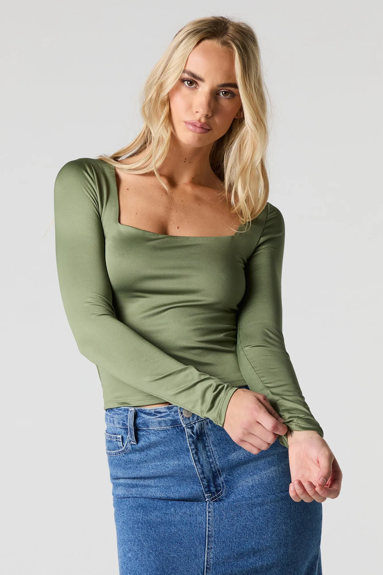 Contour Square Neck Long Sleeve Top