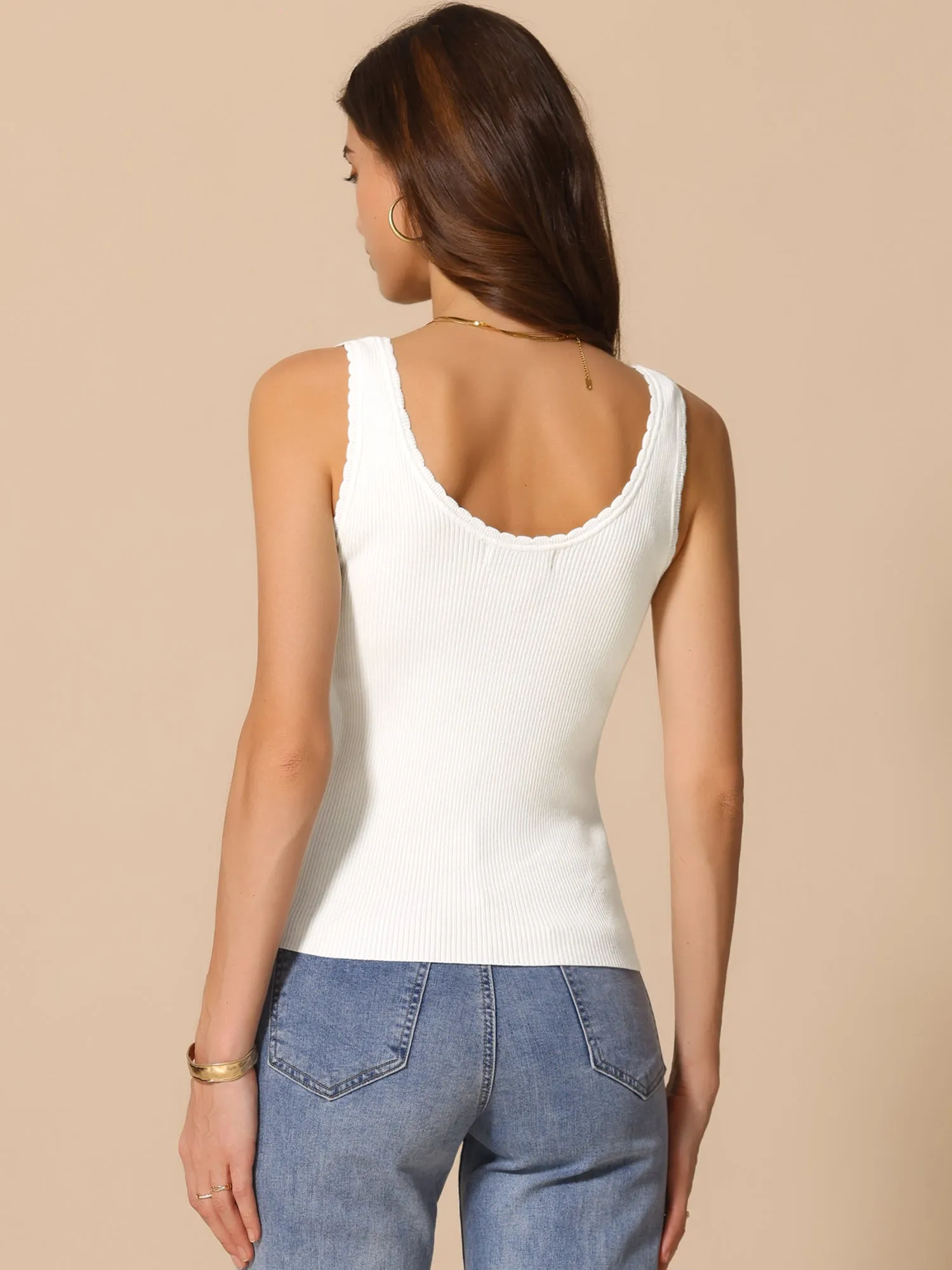 Crew Neck Sleeveless Casual Textured Tank Knit Top
