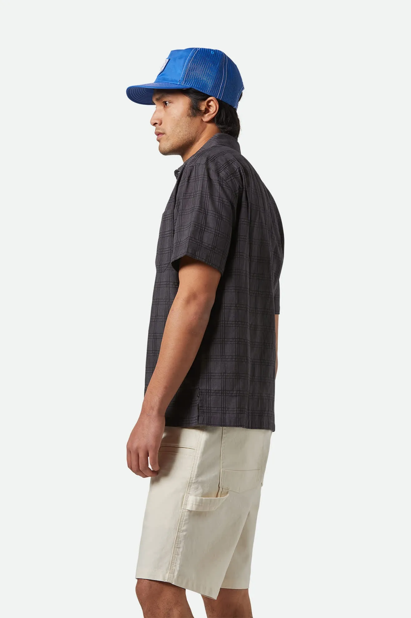 CRU Oxford Plaid Relaxed S/S Shirt - Charcoal/Black Plaid