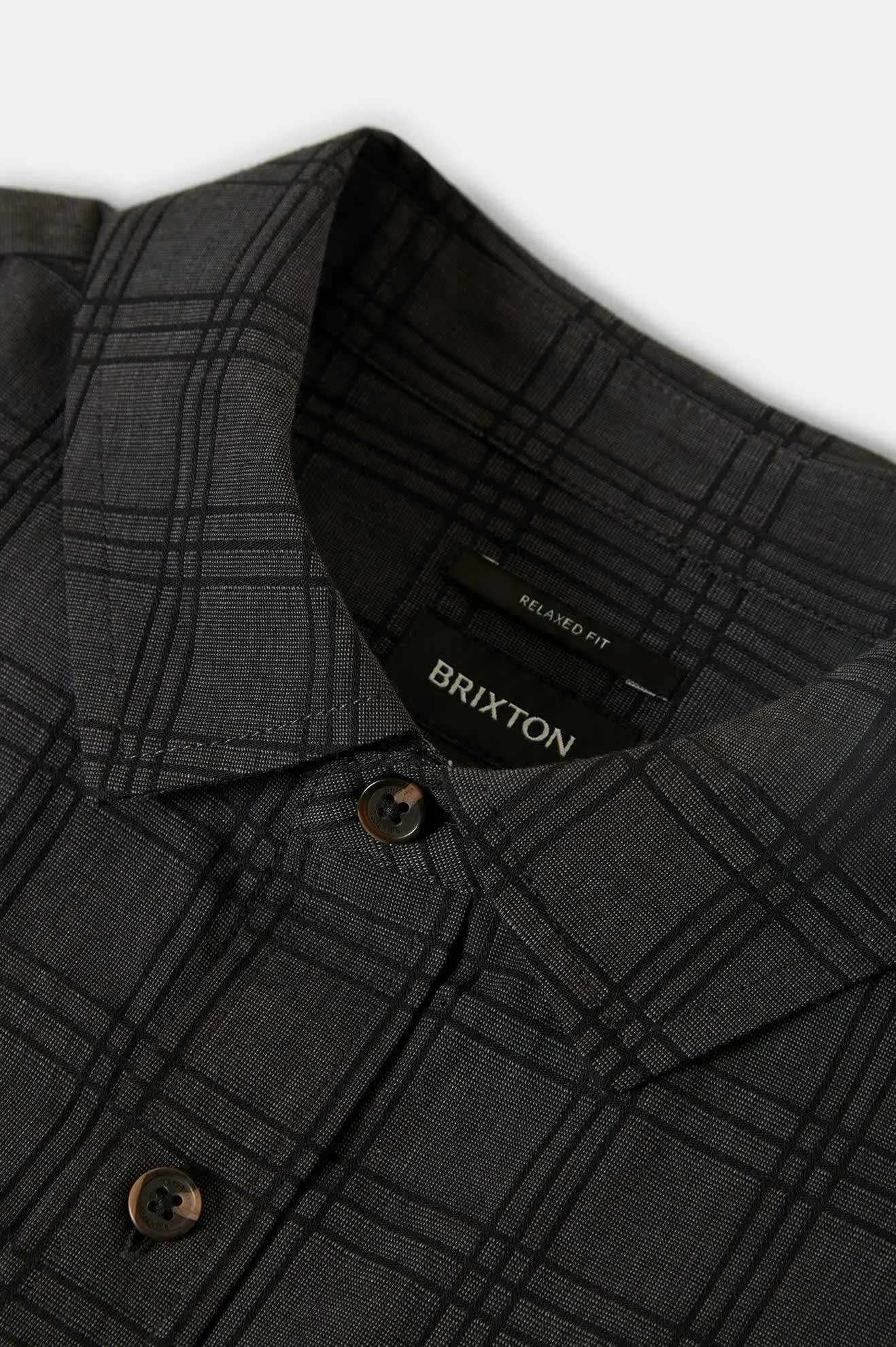 CRU Oxford Plaid Relaxed S/S Shirt - Charcoal/Black Plaid