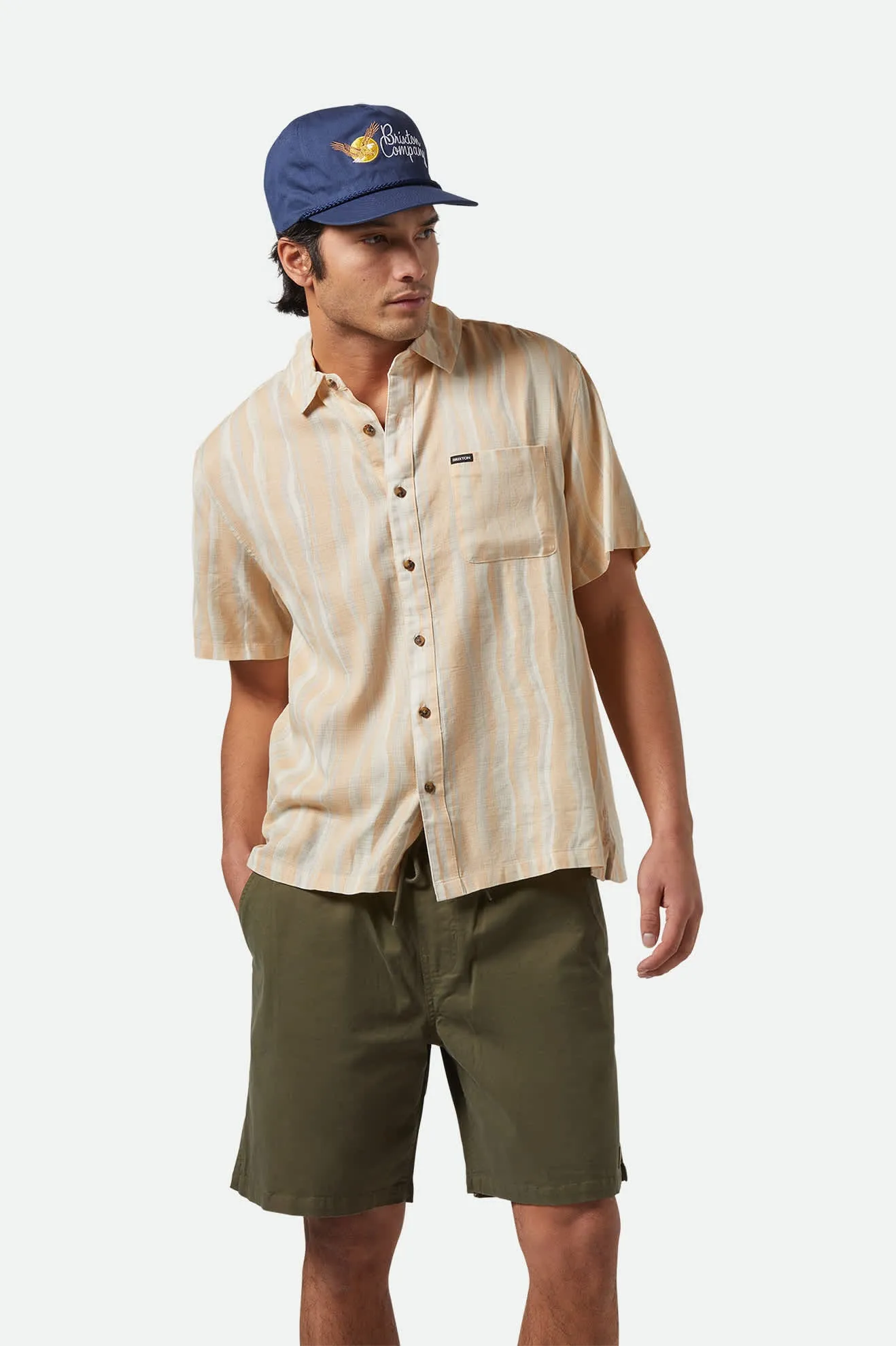 CRU Slub Relaxed S/S Shirt - Hazelnut/Painterly Stripe
