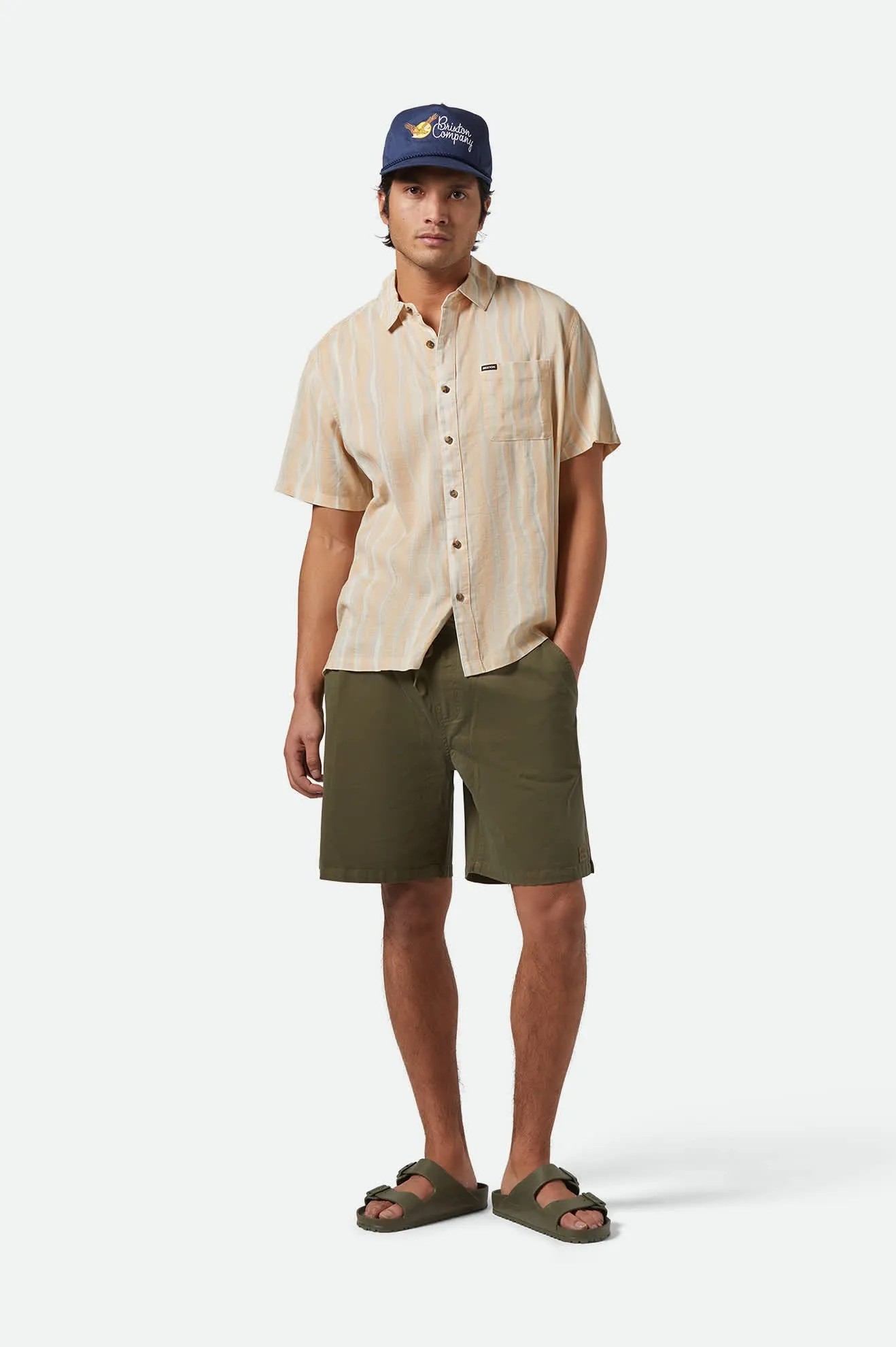 CRU Slub Relaxed S/S Shirt - Hazelnut/Painterly Stripe