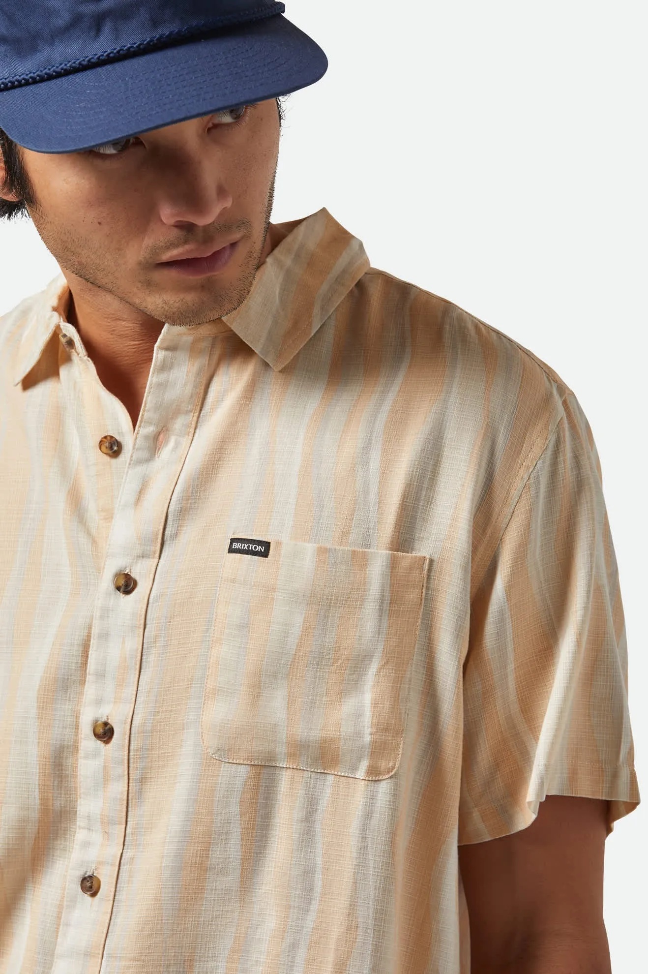 CRU Slub Relaxed S/S Shirt - Hazelnut/Painterly Stripe